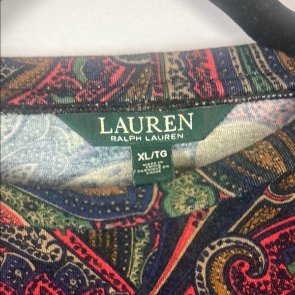 Ralph Lauren Fitted Multicoloured Abstract Artsy Pattern 3/4 Sleeve Top Size XL - Picture 3 of 9